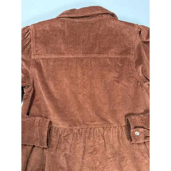 American Eagle Dress Womens Size Large Tall Brown Corduroy Tiered Mini - Picture 5 of 9